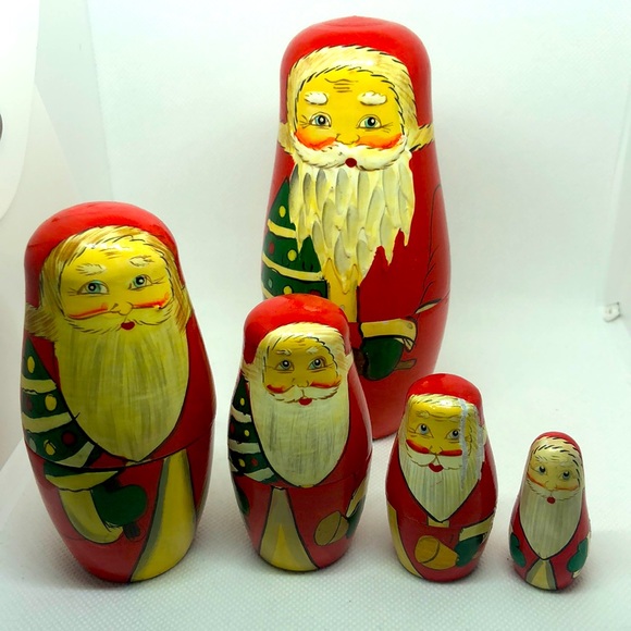 Russian Santa Hand painted Stacking Dolls